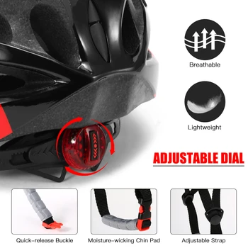 Lixada Lehká Cyklistická Přilba Visor LED Světlo In-mold Kolo, Cyklistické Helmy Sport, Ochranné Helmy Cyklistické ochranné Přilby