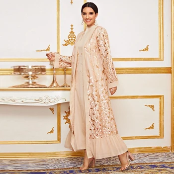 Kaftan Župan Večírek V Dubaji Abaya Kimono Turecko Islám, Muslimské Hidžáb Šaty Abaja Pro Ženy, Americké Oblečení Musulman De Mode Kaftan