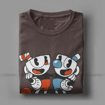 Cuphead Mužů T Košile Hry Mugman Pohár Mouse Cartoon Animace Hráče, Volný Čas Tričko Krátký Rukáv T-Shirt Bavlněný Letní