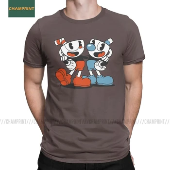 Cuphead Mužů T Košile Hry Mugman Pohár Mouse Cartoon Animace Hráče, Volný Čas Tričko Krátký Rukáv T-Shirt Bavlněný Letní