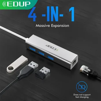 EDUP USB C HUB 1000Mbps 3 Porty USB 3.0 Typu C, ROZBOČOVAČ USB, Rj45 Gigabit Ethernet Adapter pro MacBook Notebook Příslušenství