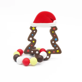 Silikonové Teether Baby Náramek Vánoční Strom ve Tvaru Ozubení Pro BPA Zdarma Silikonové Korálky Dítě Chrastítko Kočárek, Doplňky, Hračky