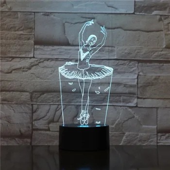 Krása Baletní Tanečník 3D USB Lampa Děti, Milenec, Přátelé, Dárky, Domácí Osvětlení Dekory Barevné Měnící Vzdálené Dotykové Lava Lamparas