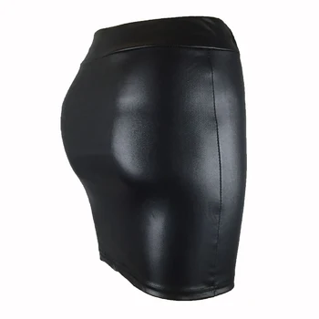 Módní Ženy Sukně Černé Pevné Umělé Kůže Sexy Bodycon Podzim Tužka Sukně Plus Velikosti Vysokým Pasem Mini Sukně Noční Klub