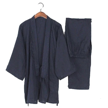 Muži Tradiční Japonské Pyžamo Bavlněné Kalhoty, Župan Kimono Haori Yukata Župan Japonsko Styl Měkké Šaty, Oblečení Na Spaní Obi Oblečení