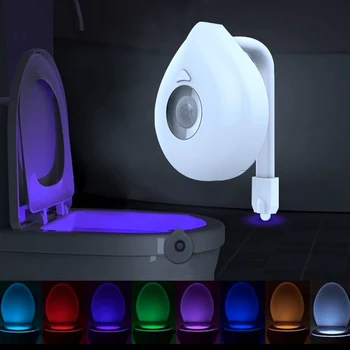 Inteligentní PIR Snímač Pohybu Wc Sedátko Noční Světlo 8 Barev Vodotěsné Podsvícení pro Wc Mísa LED Noční Lampa WC Toaleta Lehké