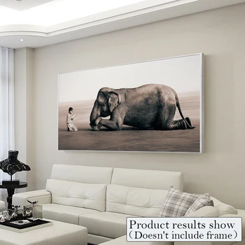 Slavný Chlapec a Elephant Nature Photo Canvas Obrazy Zvířat Wall Art Obraz pro Obývací Pokoj Plakát a Tisk Evropě Dekorace