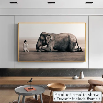 Slavný Chlapec a Elephant Nature Photo Canvas Obrazy Zvířat Wall Art Obraz pro Obývací Pokoj Plakát a Tisk Evropě Dekorace