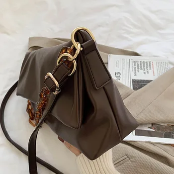 Vintage Řetěz Podpaží taška 2020 Módní Nové Vysoce kvalitní PU Kůže Ženy Značkové Kabelky Vysoké kapacity Rameno Messenger Bag