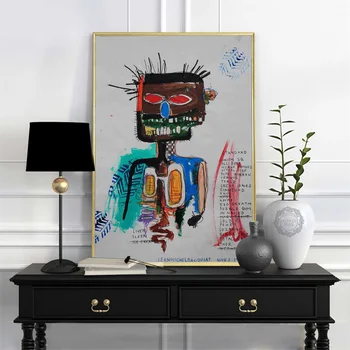 Jean Michel Art Hedvábí Tisk Domů Ozdobou Plakát Wall Art Obraz Plakáty a Tisky Domova Pro Moderní Kancelář