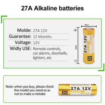 PUJIMAX 20ks 12V 27A jednorázové batteri MN27 VR27 K27A bezdrátový zvonek vzdálené klíče od auta dálkové ovládání hodiny, alkalické baterie