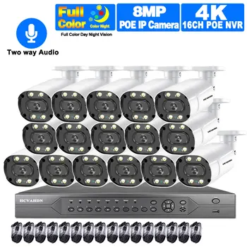 16CH 8MP POE NVR Kit Venkovní 8CH 4K CCTV Bezpečnostní Kamera 5MP Systém obousměrné Audio, POE IP Bullet Kamera kamerový Set