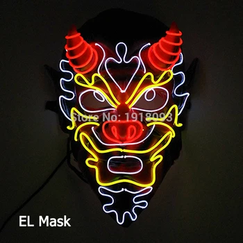 Hot Prodej Halloween LED Maska Strana Masky Maškarní Masky Hrůzy Neon EL Maska LED Světlo Up Maska Halloween Záře Party Dodávky