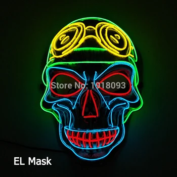 Hot Prodej Halloween LED Maska Strana Masky Maškarní Masky Hrůzy Neon EL Maska LED Světlo Up Maska Halloween Záře Party Dodávky