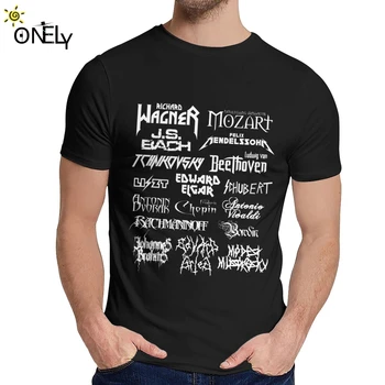 Heavy Metal Hudební Skladatelé T-Shirt Muži, Mozart, Beethoven, Chopin, Bach, Mendelssohn Casual Bavlna T Košile Oblečení