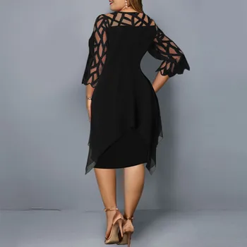 Dámské Šaty Plus Velikost Party Černé Šaty Narozeniny Síťované Clubwear Vestidos 2021 Mesh Letní Šaty Svatební Šifónové Maxi Šaty 6XL