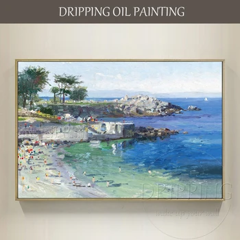 Vynikající Umělec Ručně malované Kvalitní Impresionista Pacific Grove Asijské olejomalba na Plátně Pláž Krajina olejomalba
