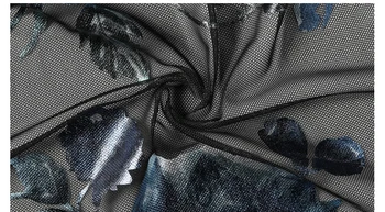 Modré Květinové Vidět Skrz Síťované Shrit Mužů 2019 Nové Sexy Slim Fit Transparentní Clubwear Šaty, Tričko, Párty Čiré Krajky Halenka