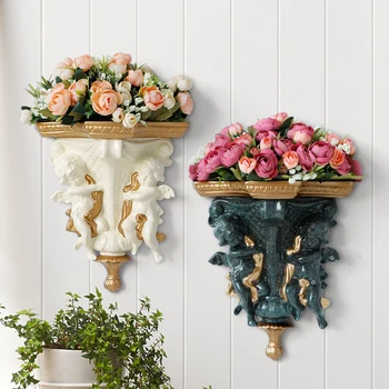 Dekorativní závěsné stěny vázy umělé Květiny Evropské Kreativní pryskyřice, Anděl, váza domova Nástěnné Květiny koš domácí dekorace