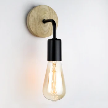E27 Dřevěné Nástěnné Světlo, AC85-265V Dřevo Vintage Svícen, Nástěnné Svítidlo Noční Lampa pro Ložnice Vnitřní Osvětlení Průmyslové Dekorativní