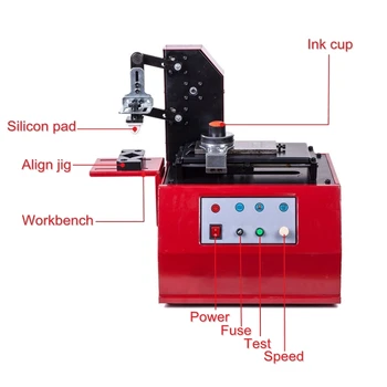 LY-380 100W Elektrické Kolo Pad Inkoustové Tiskárny tiskový Stroj s Gumové Podložky ocelové formy pro Výrobek Datum Logo Tisk