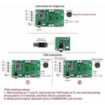 1ks TWS Bluetooth 5.0 Zesilovač Deska 30W / Audio Adaptér Napájení Notebooku 20W Stereo Power Mono Modul Napájení, Podpora R3M1