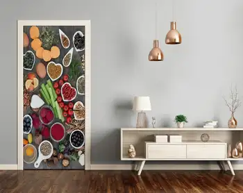 Dveře Nástěnná Nálepka DIY Zeleniny, Ovoce, Potravin, Obtisky Kreativní PVC Tapety Samolepící Pro Obnovení Tisku Art Obraz Domova