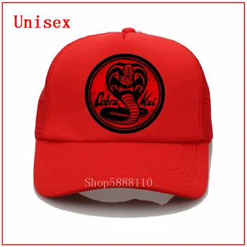 Cobra Kai znak - Červený baseball cap muži Ženy chladné Letní Mesh Trucker cap módní nastavitelný snapback děti, chlapec dívka sluneční klobouky