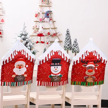 3 Ks Vánoční Potahy na Židle Jídelní Sedadla Santa Claus ELK Sněhulák Vánoční Večírek Dekor Home Dekorace