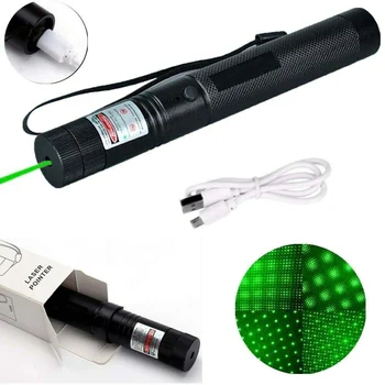 Lov Světle Zelené Laserové zaměřovače Laser USB Nabíjení 303 Ukazovátko Světlo 5mw 532nm High Power Zařízení Lazer laserové Pero Pálení