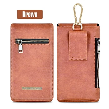 Univerzální Telefon Bag Pouzdro Pro Samsung iphone, Huawei, Xiaomi visí pasu na zip peněženka klip držák vlastní ochranné kožené cas