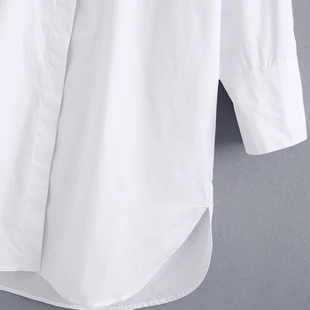 Nový 2020 ženy prostě styl tlačítka dekorace ležérní bílý popelín halenka office lady boční split košile, elegantní topy blusas LS6562
