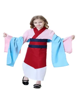 Cosplay Kostým Hua Mulan Komické Tradiční Kulturní Tang Nosit Obsahuje Šátek + Top + Vnější-Sukně + Sukně + Pás + Těsnění Pás
