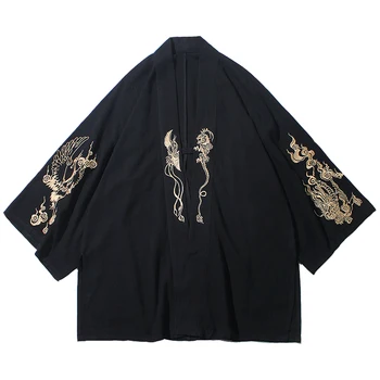 2020 Módní Kostým Japonské Kimono Výšivky Hanfu Muži Čínský Styl Župan Svetr Bunda Nadrozměrných 5XL Starověké Kabát Yukata