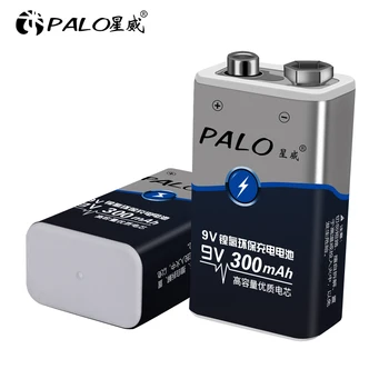 PALO 4ks 9v dobíjecí baterie 9V 300mAh nimh baterie 9 Volt Baterie +Speciální 2 sloty 9v bateria nabíječka Rychle jednat