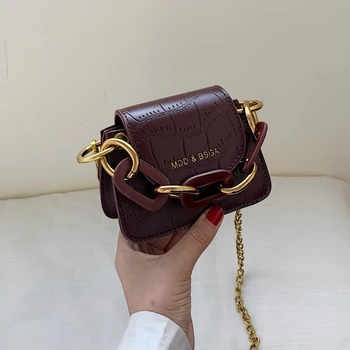 Elegantní Ženské Mini Tote bag 2020 Nové Kvalitní Kožené Dámské Značkové Kabelky Krokodýlí vzor Řetězce Rameno Messenger Bag