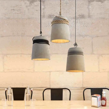 Průmyslové vintage přívěsek světla, jídelna, restaurace, bar použití loft konopí lano visí lampa šedé betonové přívěsek světlo