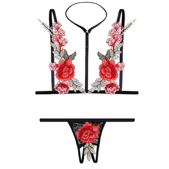 Ženy Květinové Sexy Elastické Prádlo Podprsenka G-String Tělo Obvaz, Erotické Kostýmy