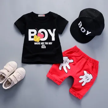 2020 Baby Letní Oblečení Karikatura Značky Krátký Rukáv T-košile + Šortky 2KS Kojenecké Oblečení, Dětské Bebes Jogging Obleky Teplákové soupravy