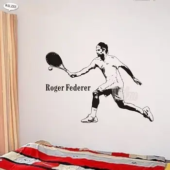 Chlapec Nálepka Roger Federer Vinyl Samolepka na Zeď 3D tenista Plakát DIY Obtisk Dekor