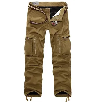 Pánské Cargo Kalhoty Zimní Plus Fleece Tlusté Teplé Kalhoty Mužské Double Layer Mnoho Kapesní Ležérní Vojenské Pytlovité Taktické Kalhoty Muž