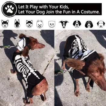 Halloween Party Horor Skeleton Pet Pes Kočka Kombinéza Cosplay Kostým Zdobit Kotě, Štěně Oblečení Pet Oblečení