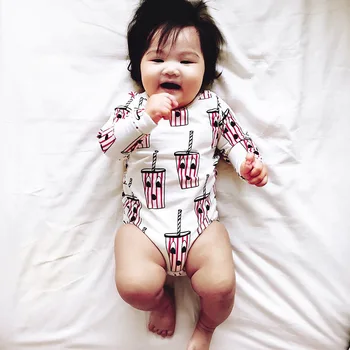 TinyPeople 2020 nový Cola roztomilý tisk baby Kombinézu jarní chlapecké oblečení Bavlna infant Girls Dětské Oblečení podzim novorozence Kombinéza