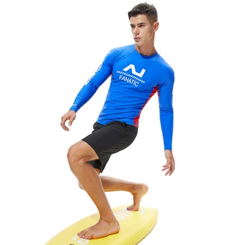 Nové Vysoce Kvalitní Pánské Dlouhý Rukáv Vyrážka Stráž Plavání, Surfování, Potápění T-Shirt Plavky Plážové oblečení Splice UV Ochrana proti Slunci Muži