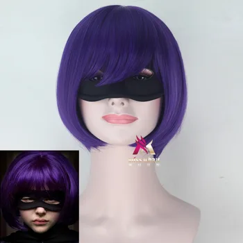 Nový Film Kick-Ass a Mindy Macready Hit Girl cosplay paruka Chloe Grace purple roli hrají vlasy paruka kostýmy s oční maska +čepice paruka