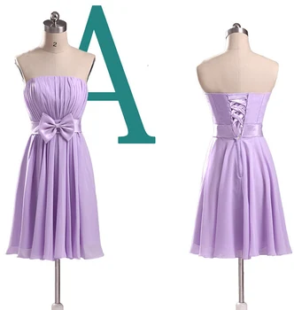 Světle fialová party šaty lila a-line šifón družička elegance krátké velké velikosti šaty pro svatební party koleno délka B1951