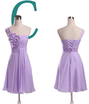 Světle fialová party šaty lila a-line šifón družička elegance krátké velké velikosti šaty pro svatební party koleno délka B1951