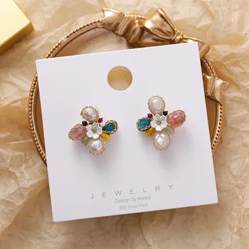 Zeojrlly Geometrické Ženy Vintage Náušnice Korejský Pearl Shell Květina Náušnice Ženy Elegantní Ženské Šperky Pro Dívky