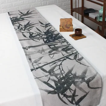 Čínský Zen Lotus Tabulka Běžec Moderní Nábytek Bavlněné Tkaniny Bambusové Ubrus Vzor