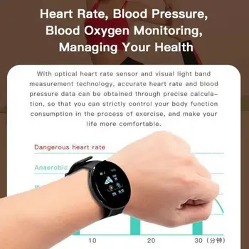 Nový 2020 Bluetooth Smart Watch Srdeční Frekvence Fitness Tracker, Náramek Krokoměr Chytrý Náramek Kulatý Displej Chytrý Náramek D18